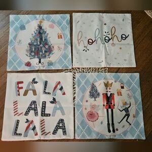 4pcs/Set Christmas Nutcracker & Christmas Tree Plaid Printed Pillow Covers